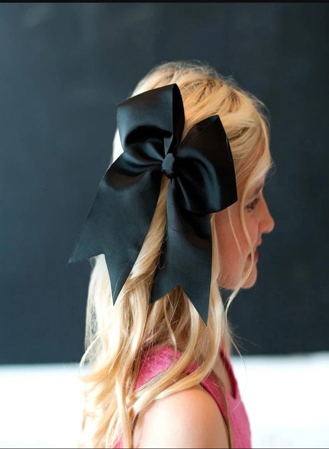 Tobeffect Jumbo Cheer Bows, 8 Inch Black Hair Bow Clips for Girls, Hair Women Cheerleading Bows Softball Team Bows Cheerleader Hair Bows for Halloween Costumes Festivals Birthdays - Image 3